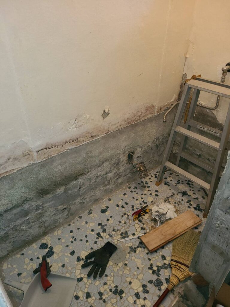 トイレの壁を解体