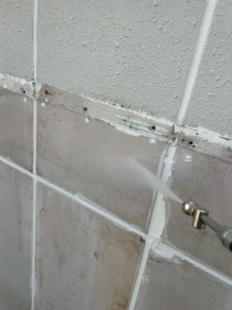 浮きや汚れを高圧洗浄で除去