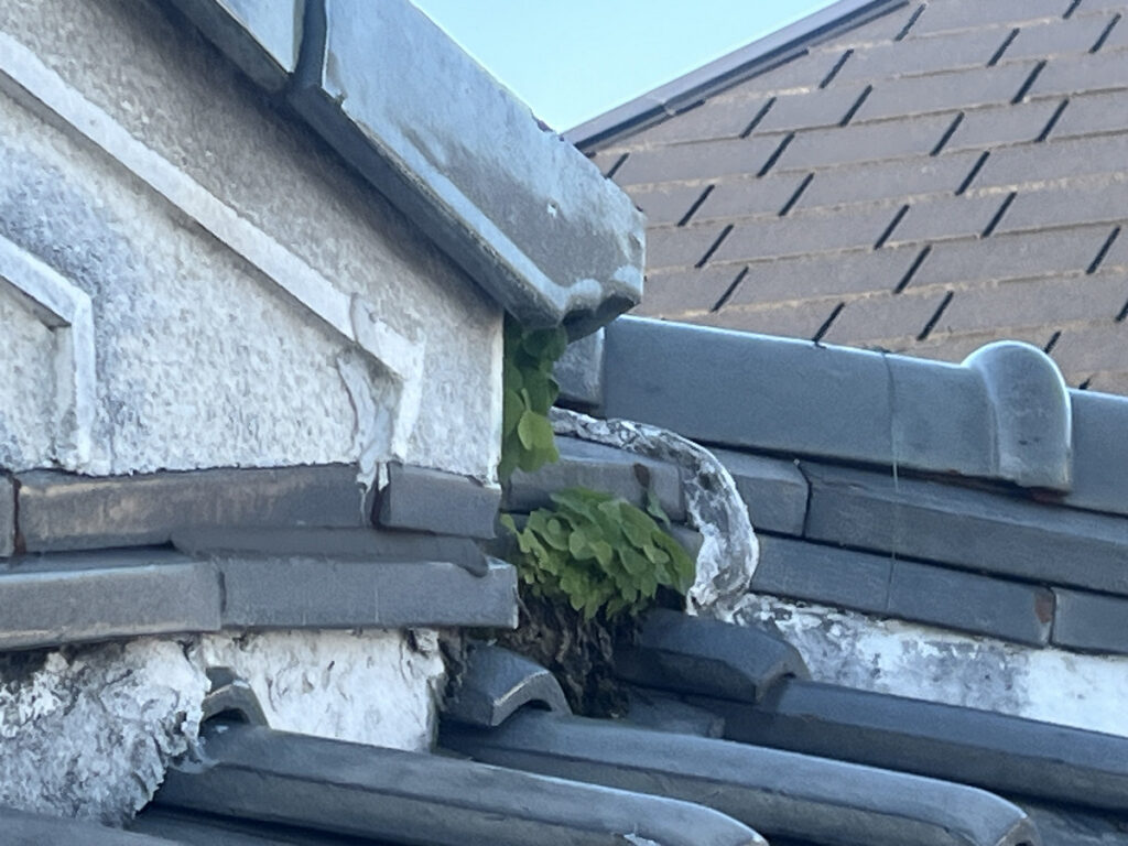 劣化した屋根のしっくい